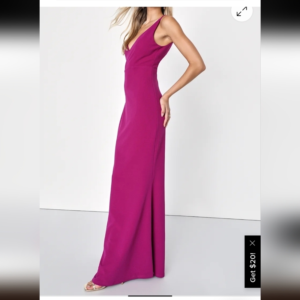 Lulu's,Melora Elegant Magenta Evening Gown, Size M - Picture 2 of 6